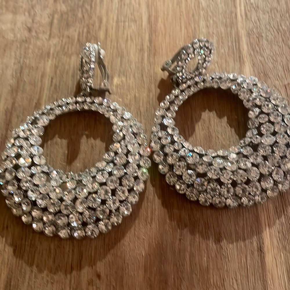 Cotume Diamond Earrings, clips on, hoops